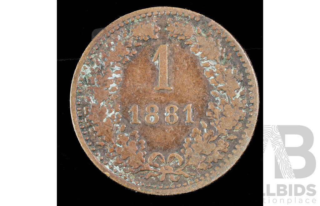 Austrian Empire 1881 One Kreuzer Coin