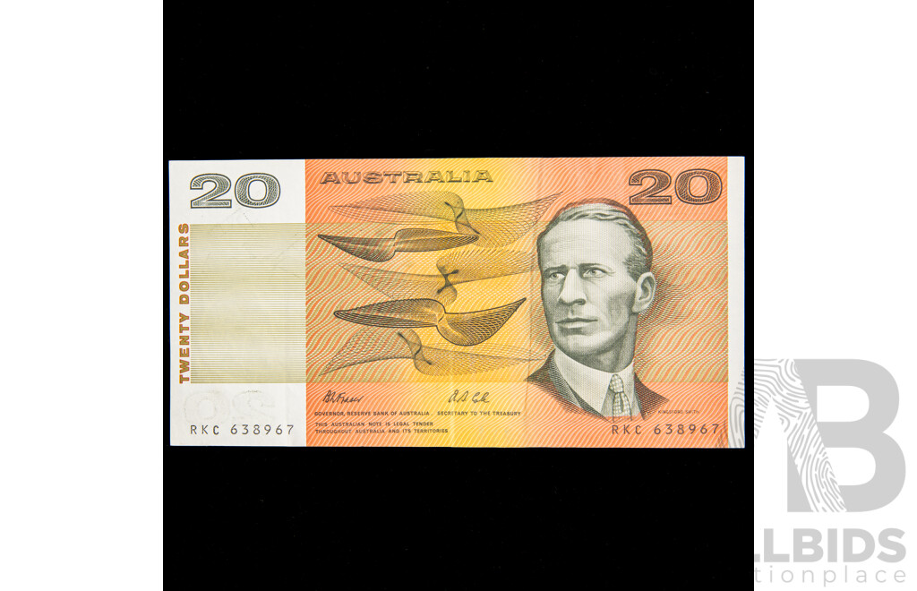 Australian 1991 Twenty Dollar Note, Fraser/Cole R413 RKC 63967