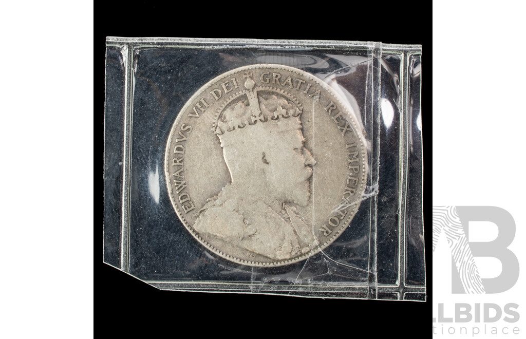 Newfoundland 1909 KEVII Silver Fifty Cent Coin .925