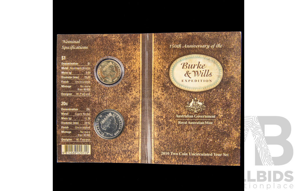 Australian RAM 2010 Two UNC Coin Burke & Wills Expedition Set