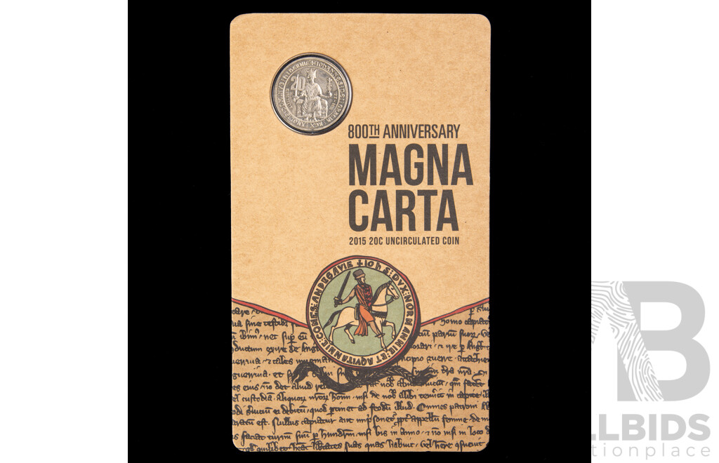 Australian RAM 2015 UNC Twenty Cent Coin, 800th Anniversary Magna Carta