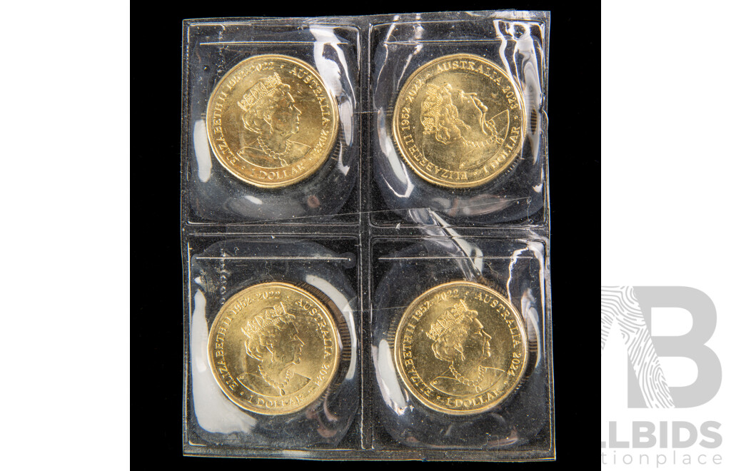 Four Australian 2023/2024 UNC One Dollar Coins, AFLW(2) and AFL(2) Premierships