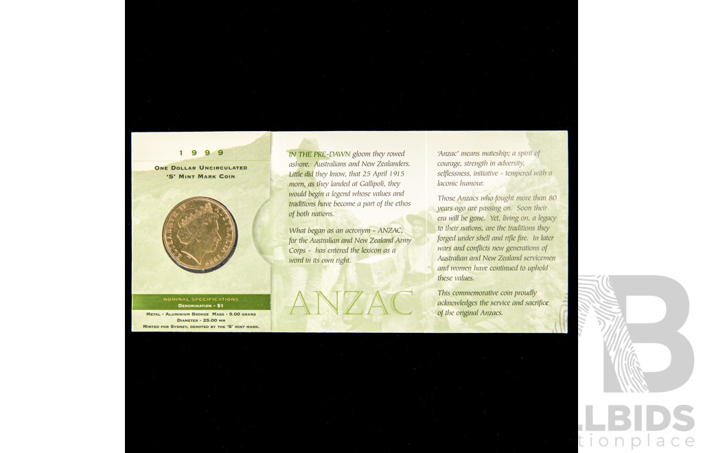 Australian RAM 1999 One Dollar, Last ANZACS, S Mint Mark