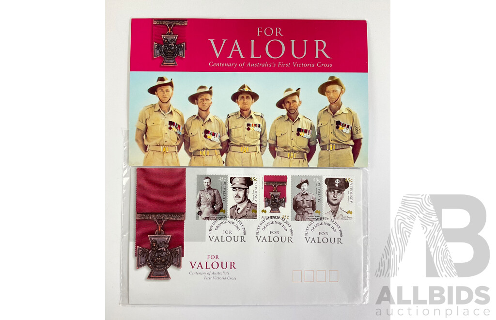 Australian 2000 Stamp Pack and First Day Cover, For Valour, Centenary of Australia's First Victoria Cross