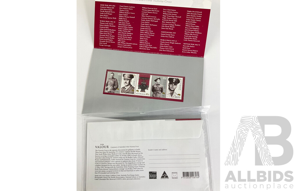 Australian 2000 Stamp Pack and First Day Cover, For Valour, Centenary of Australia's First Victoria Cross
