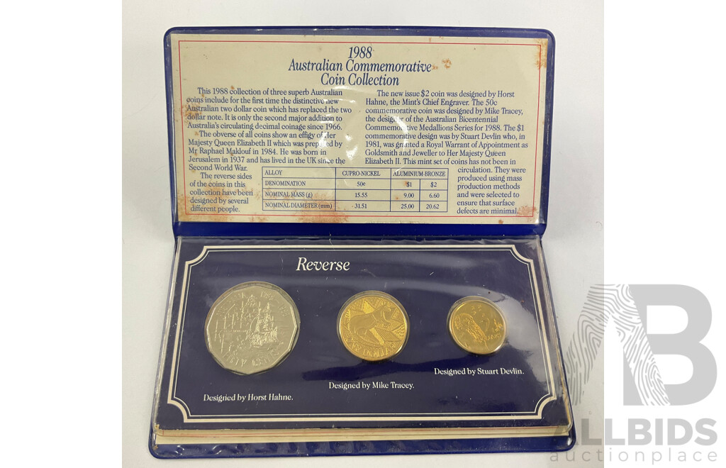 Australian 1988 Arnott's Three Commemorative Coin Set
