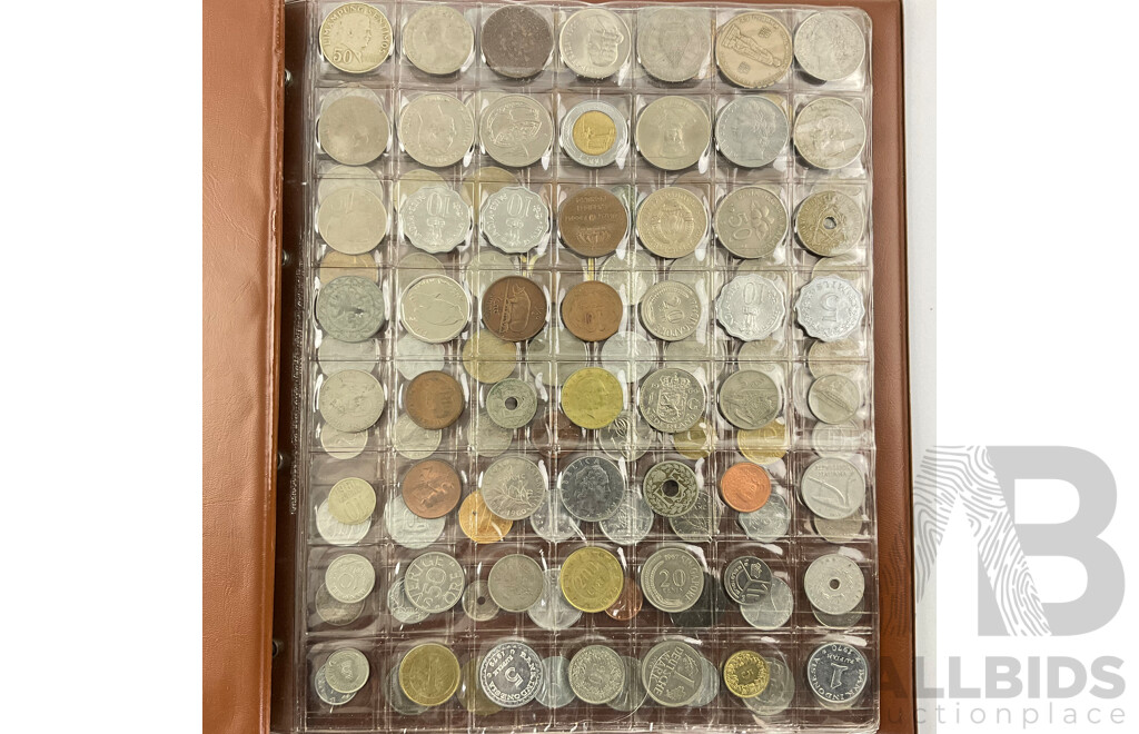 Album of International Coins Including Indonesia, France, Singapore, Yugoslavia, Germany and More