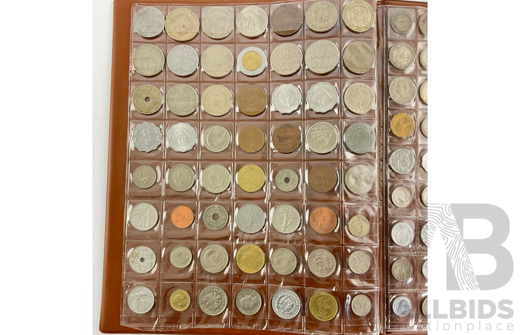 Album of International Coins Including Indonesia, France, Singapore, Yugoslavia, Germany and More