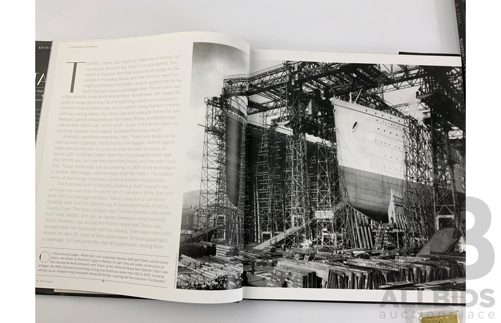 Titanic in Photographs and Titanic-The Tragedy That Shook the World Hard Cover Books with Two Gold Plated Titanic Ingots