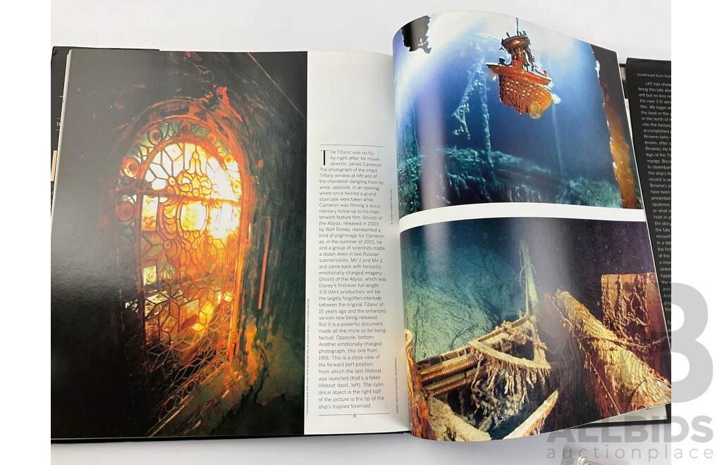 Titanic in Photographs and Titanic-The Tragedy That Shook the World Hard Cover Books with Two Gold Plated Titanic Ingots