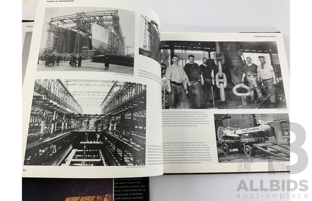 Titanic in Photographs and Titanic-The Tragedy That Shook the World Hard Cover Books with Two Gold Plated Titanic Ingots