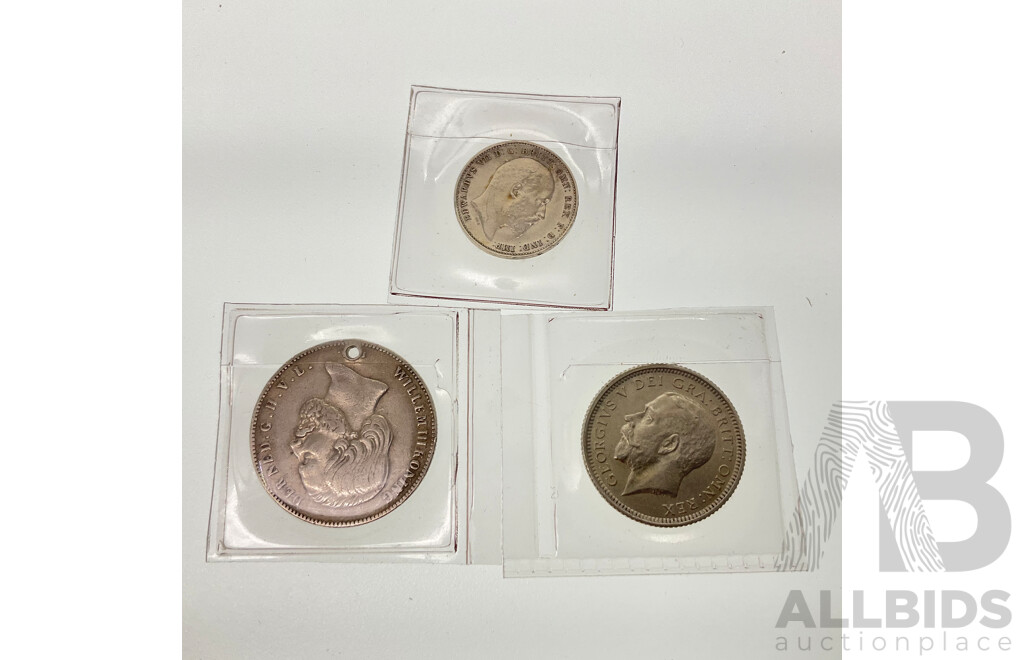 United Kingdom 1926 Silver Sixpence, 1902 Silver Threepence, Netherlands Silver Half Gulden