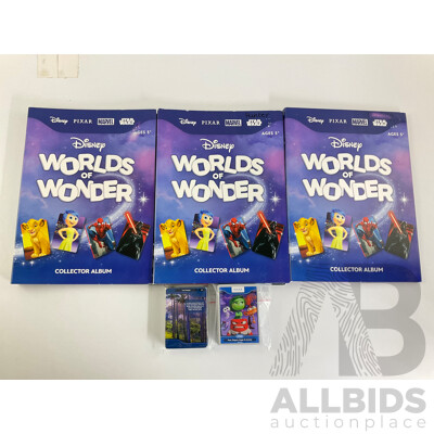 Three Disney World of Wonder Crd Albums, Part Filled with Extra Crds