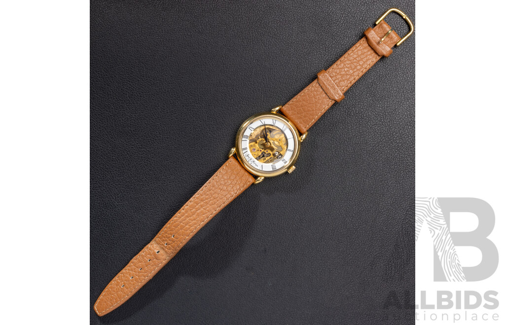 James C Huntington 17 Jewels Incabloc Swiss Made Skeleton Watch, Manual Winding with Movement