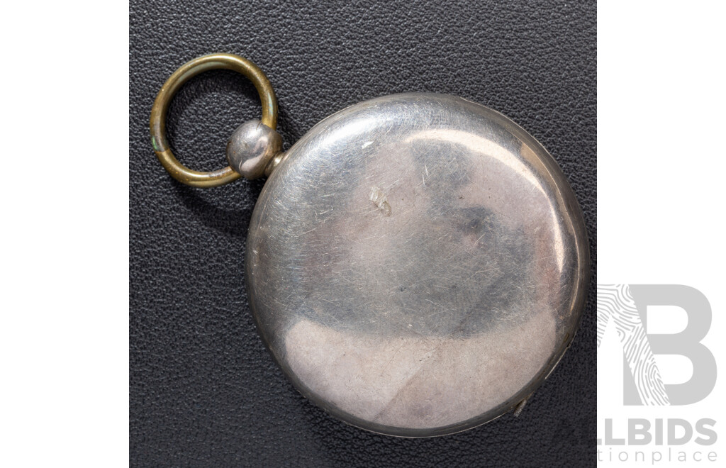 Antique Sterling Silver 48mm Open Face Hunter Pocket Watch, with Floral Motif to Face, London 1841, 109.68 Grams