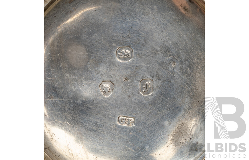 Antique Sterling Silver 48mm Open Face Hunter Pocket Watch, with Floral Motif to Face, London 1841, 109.68 Grams