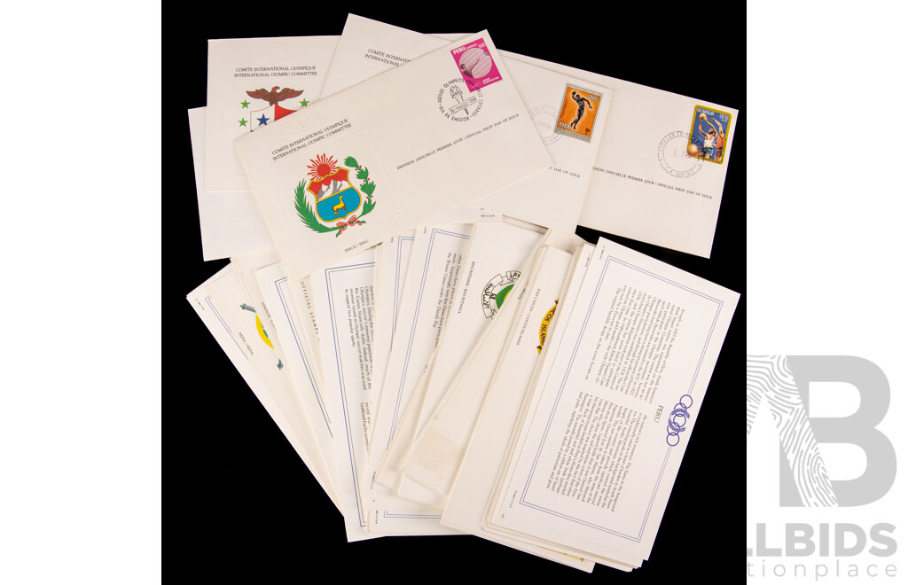 Franklin Mint 1984 International Olympic Games Committee Embossed First Day Cover Collection