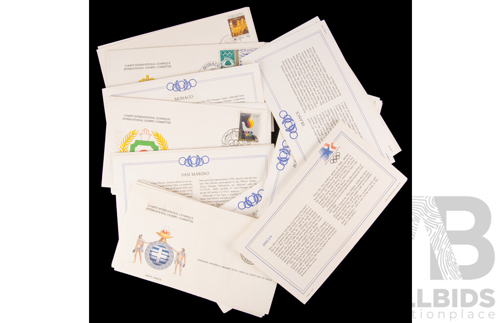 Franklin Mint 1984 International Olympic Games Committee Embossed First Day Cover Collection