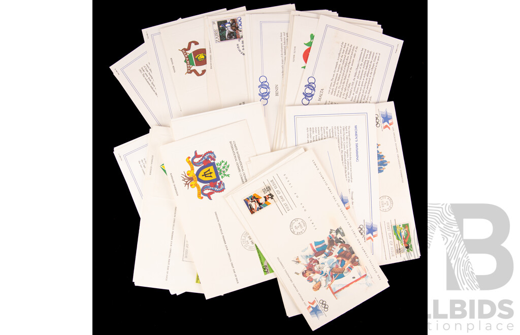 Franklin Mint 1984 International Olympic Games Committee Embossed First Day Cover Collection