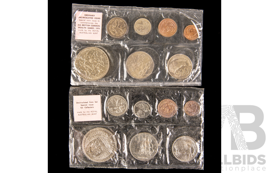 New Zealand RAM 1973 and 1974 Commonwealth Games UNC Coin Collector Sets