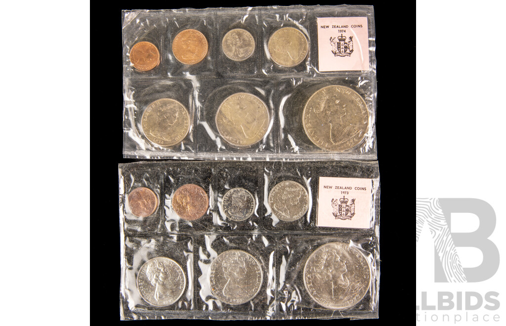 New Zealand RAM 1973 and 1974 Commonwealth Games UNC Coin Collector Sets