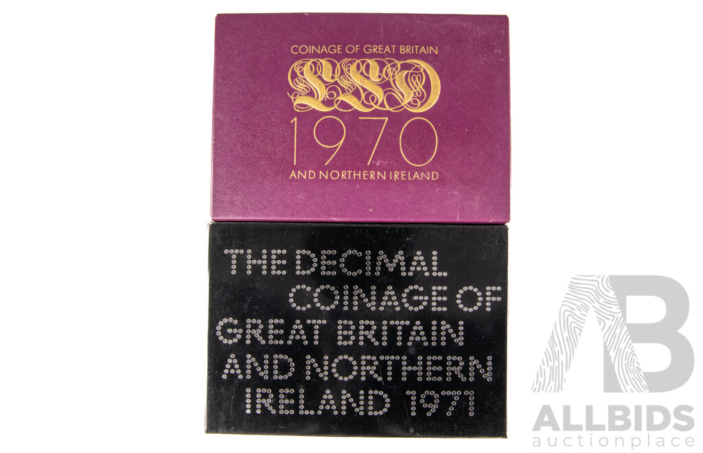 Two Royal Mint Coinage of Great Britain and Northern Island Proof Coin Sets, 1970 and 1971