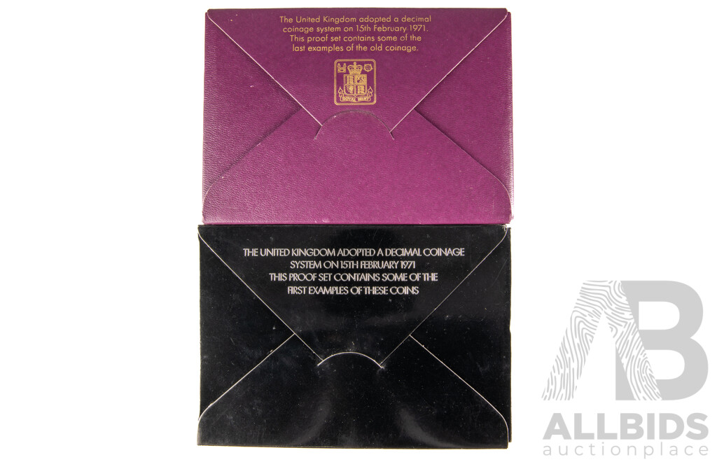 Two Royal Mint Coinage of Great Britain and Northern Island Proof Coin Sets, 1970 and 1971