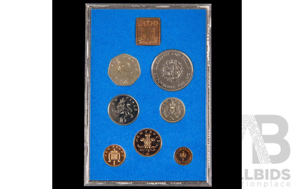 Three Royal Mint Coinage of Great Britain and Northern Island Proof Coin Sets, 1972, 1973, 1975