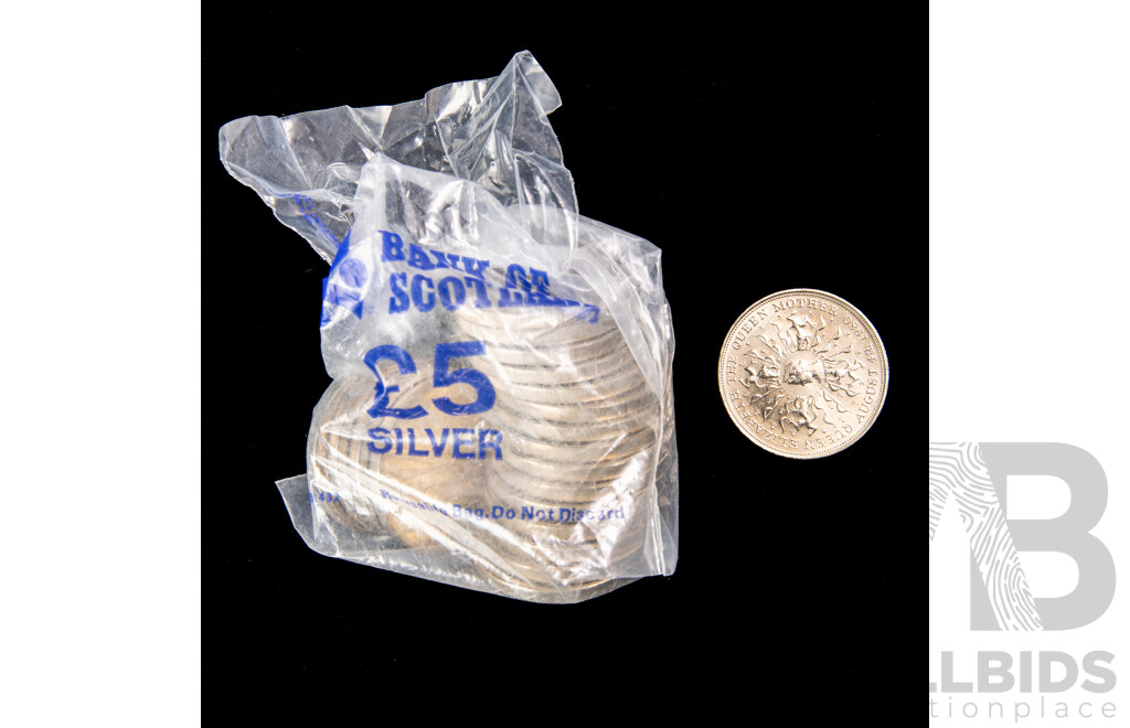 Twenty United Kingdom/Bank of Scotland UNC 1980 One Crown Coins, Commemorative Queen Mother 80th Birthday