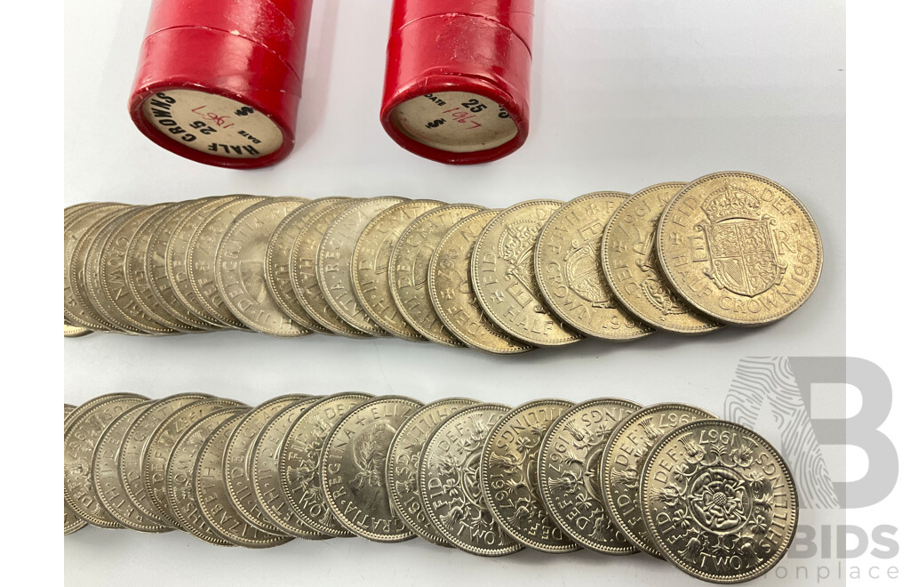 Great Britain 1967 QE2 Half Crowns and Florins with Tubes