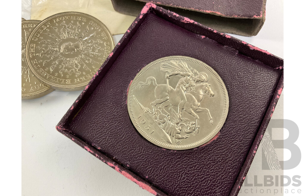 Twenty United Kingdom 1980 Crowns, 2004 Five Pound Coin, 1951 Festival of Britain Five Shillings