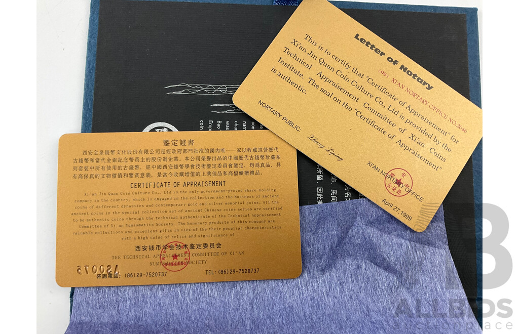Chinese Tang Dynasty Coins with Certificate of Appraisement