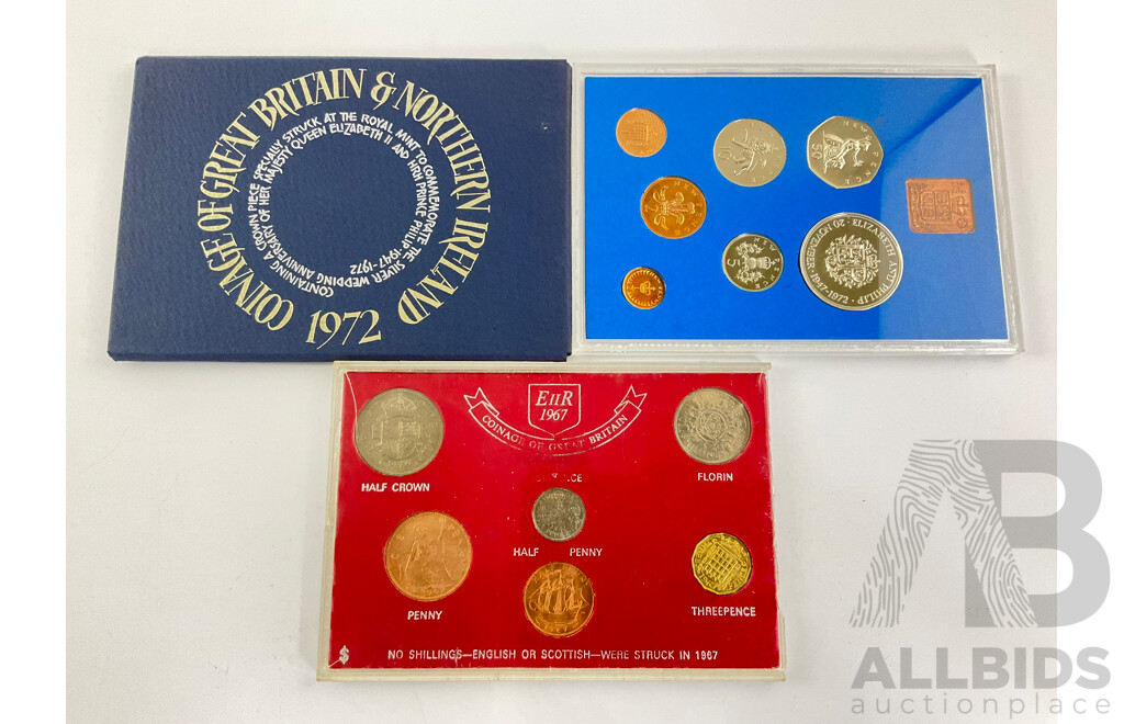 Coinage of Great Britain and Northern Island 1967 and 1972 UNC Coin Sets