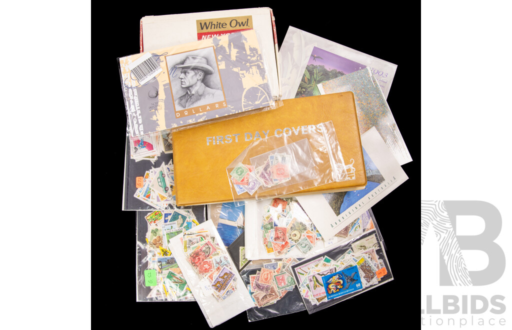 Album of Australian First Day Cover Examples Spanning 1980 to 1990's, Stamp Packs, Liberia Sets, Vintage International Cancelled Stamps, Scotland Mini Stamp Sheets, Mint Over Prints, Isle of Man Mint/Over Prints,