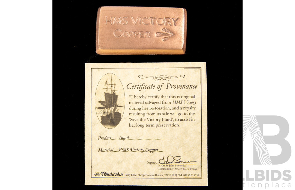 Boxed Copper Ingot From HMS Victory with Certificate of Provenance