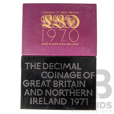 Two Royal Mint Coinage of Great Britain and Northern Island Proof Coin Sets, 1970 and 1971