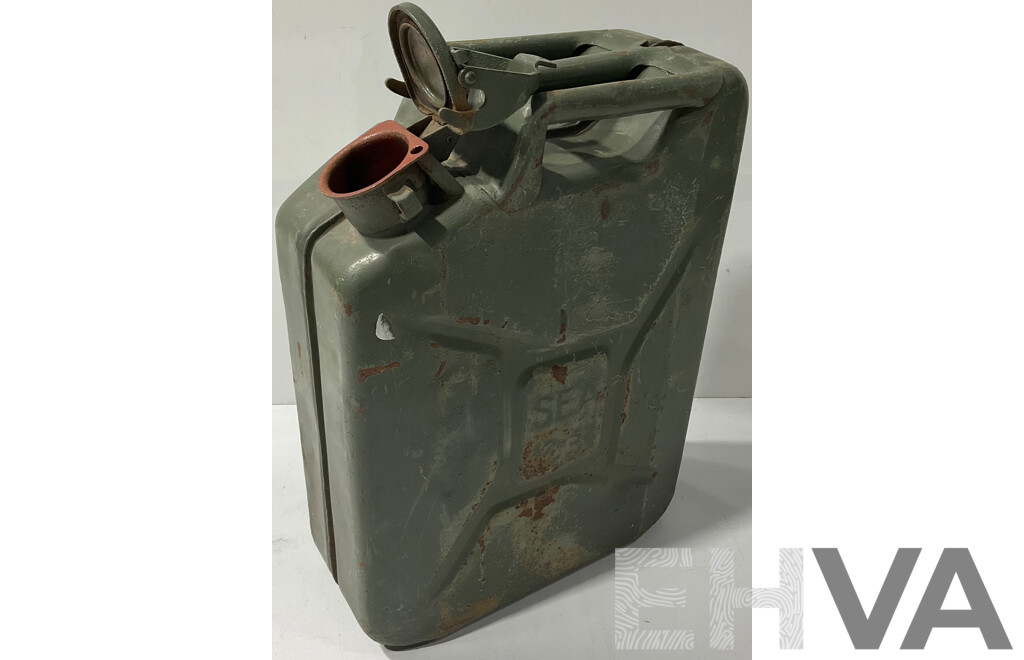 Vintage Military-Style Metal Jerry Can
