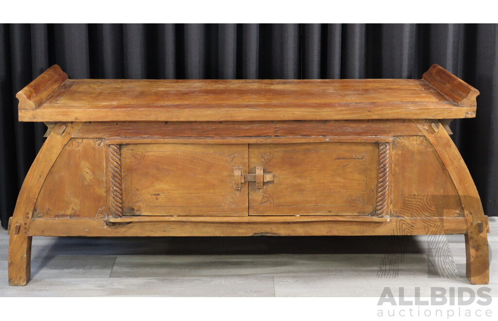 Rustic Tropical Hardwood Two Door Sideboard