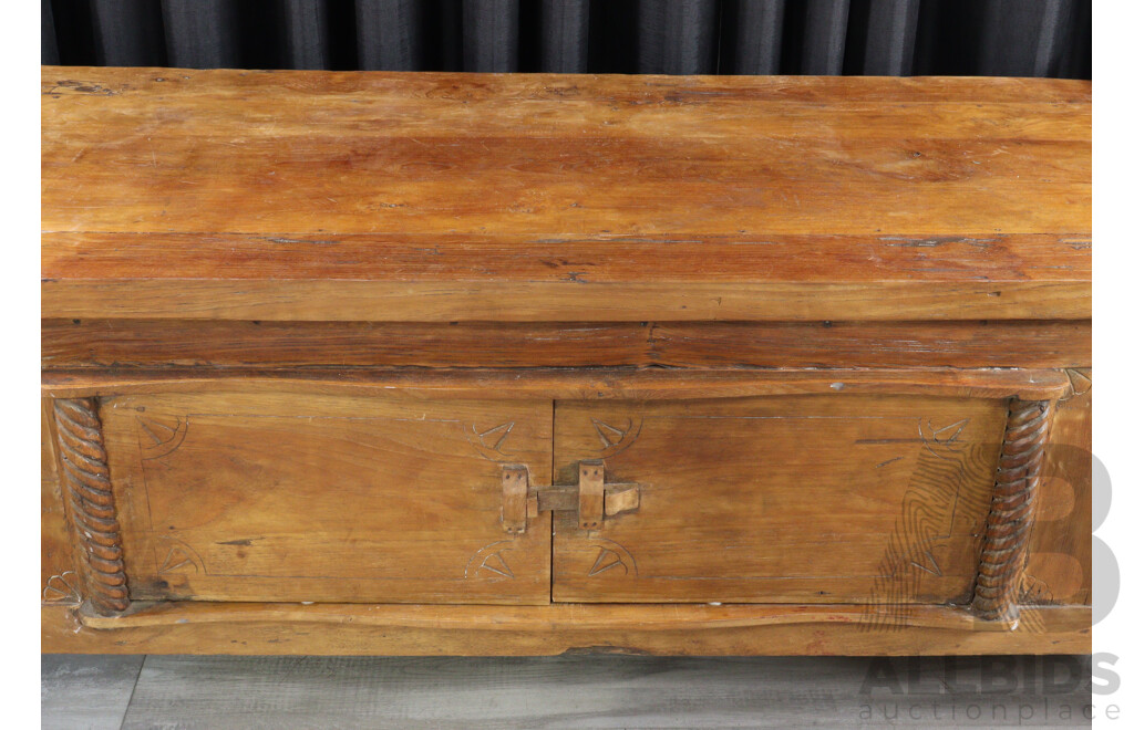 Rustic Tropical Hardwood Two Door Sideboard