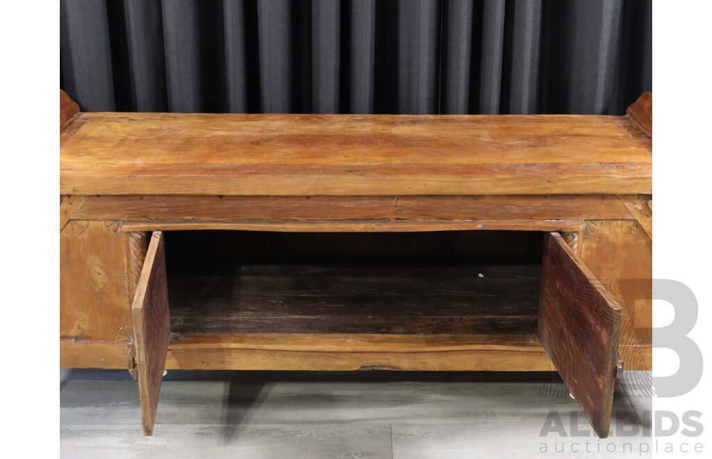 Rustic Tropical Hardwood Two Door Sideboard