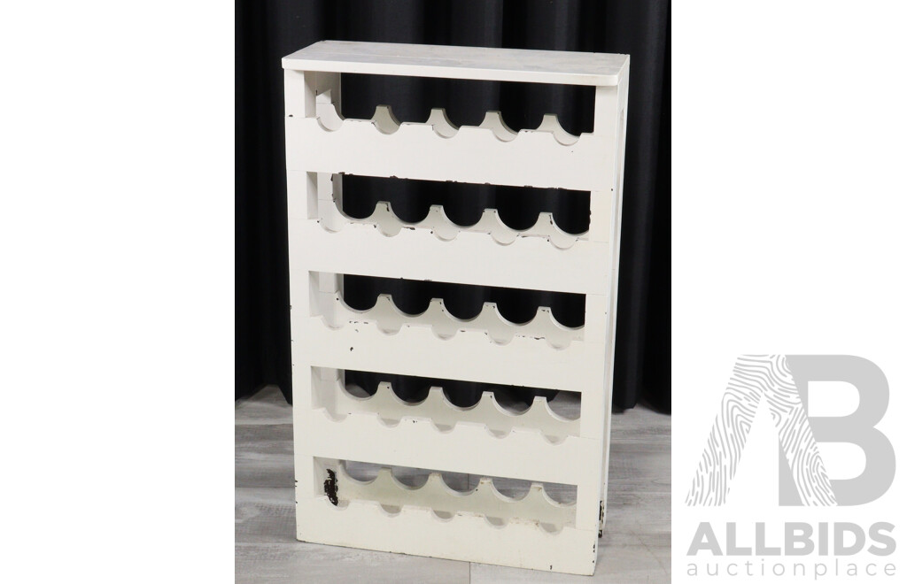 Heavily Painted Timber Wine Rack