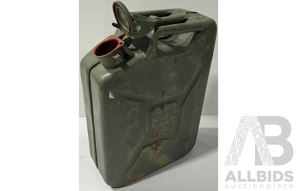 Vintage Military-Style Metal Jerry Can