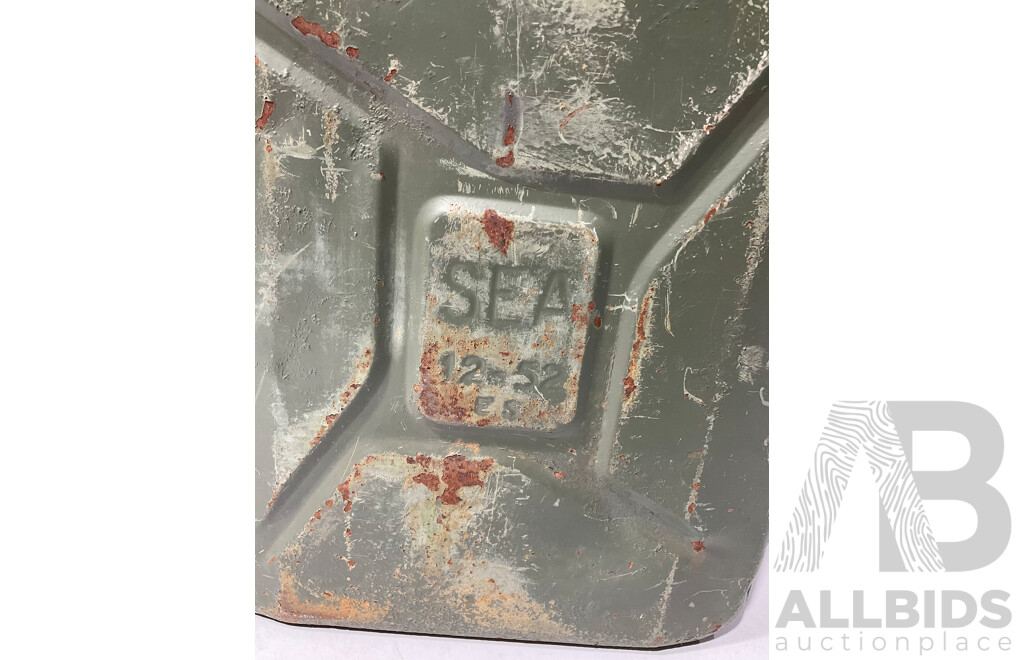 Vintage Military-Style Metal Jerry Can