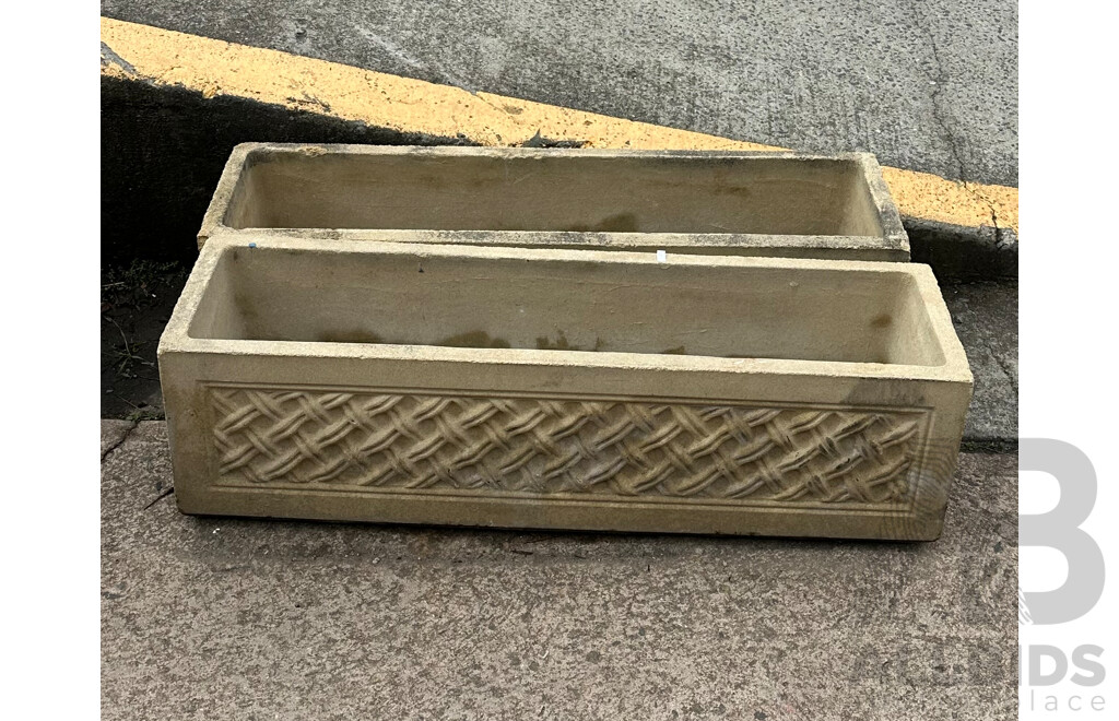 Pair of Sandstone Trough Planters