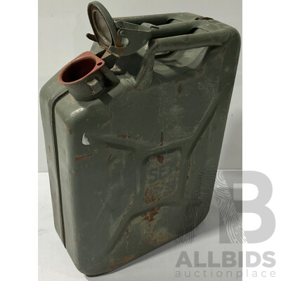 Vintage Military-Style Metal Jerry Can
