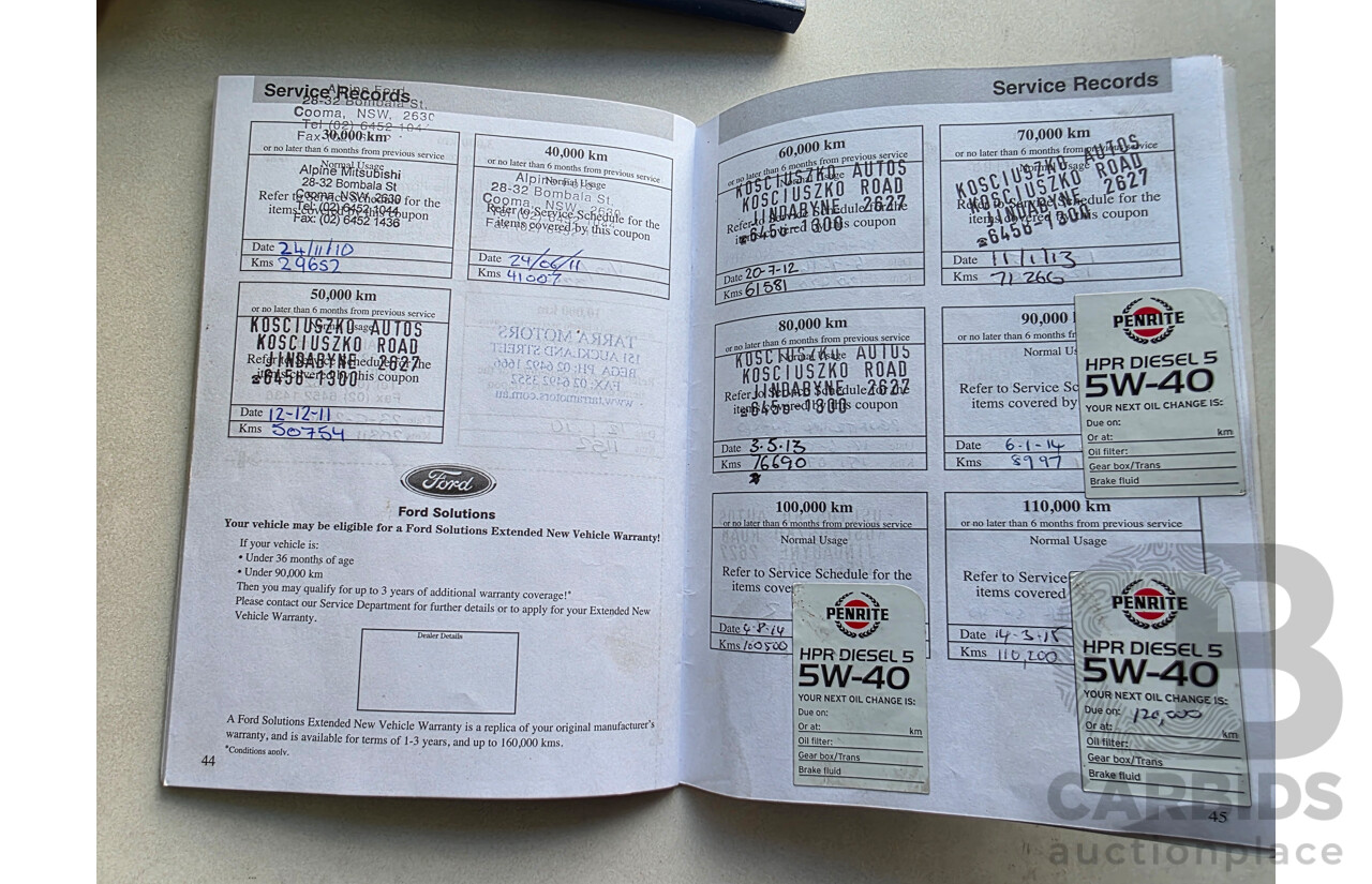 5/2009 Ford Ranger XL (4x4) PK Dual C/Chas White Turbo Diesel 3.0L