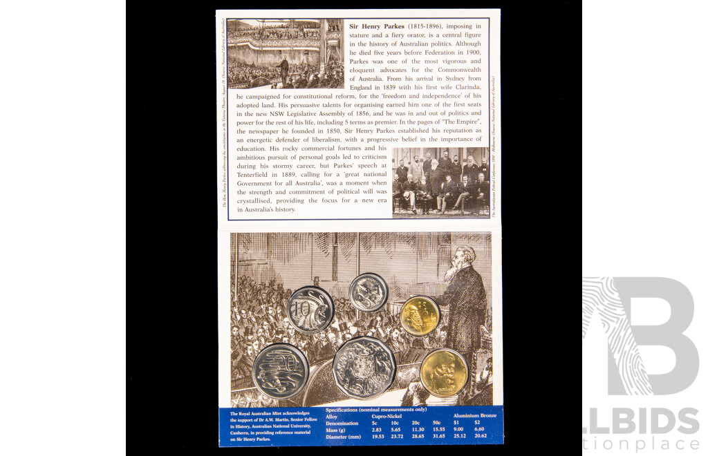 Australian RAM 1996 Six UNC Coin Set, Sir Henry Parkes