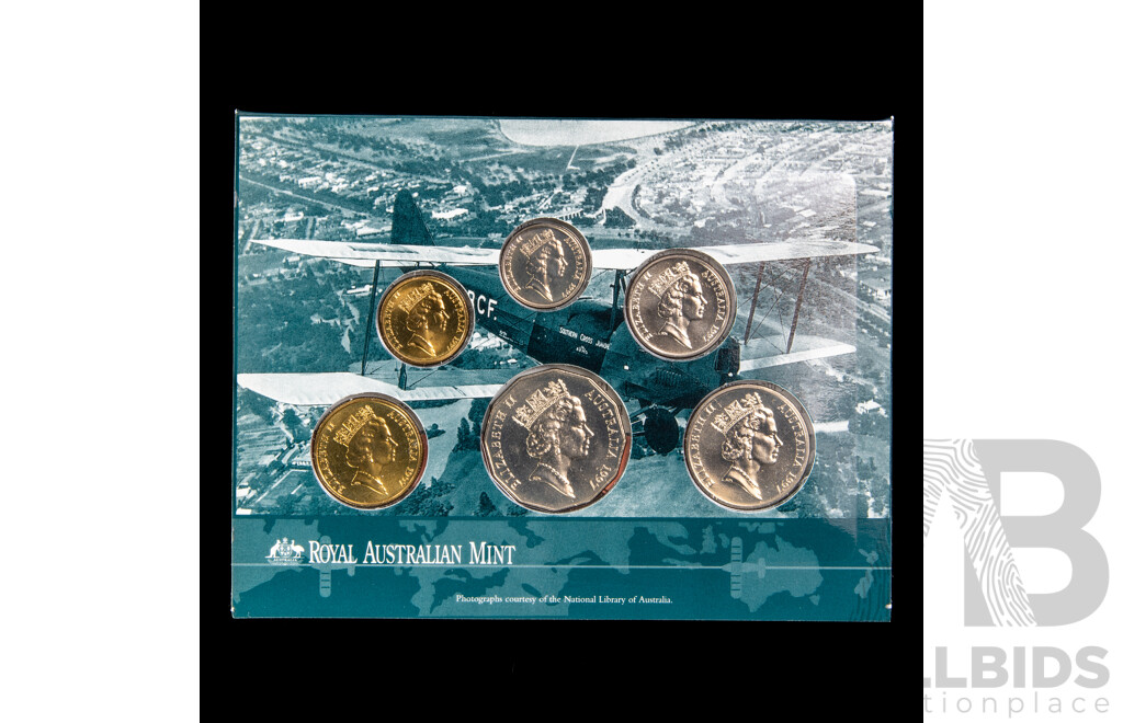 Australian RAM 1995 and 1997 Six UNC Coin Sets, Kingsford Smith and Weary Dunlop