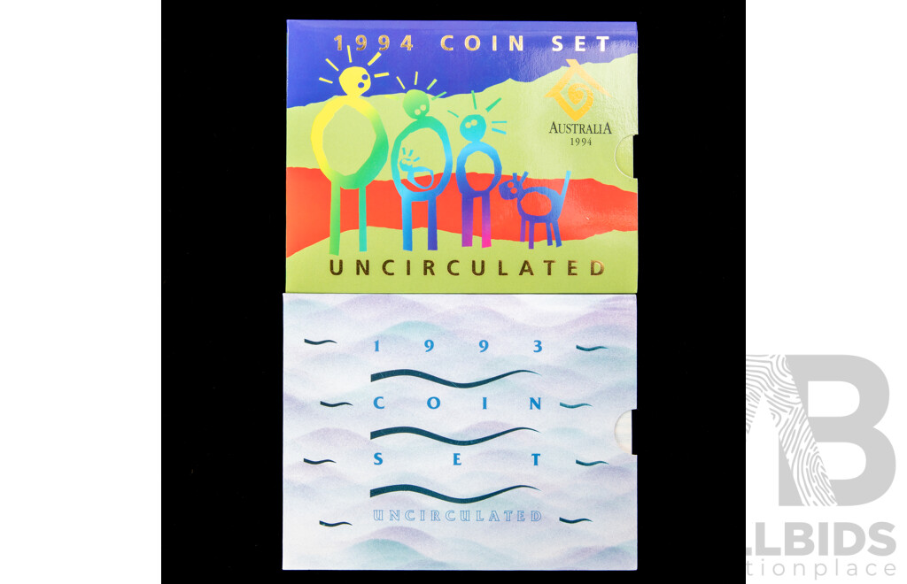 Australian RAM 1993 and 1994 Six UNC Coin Sets, Year of the Family and Landcare