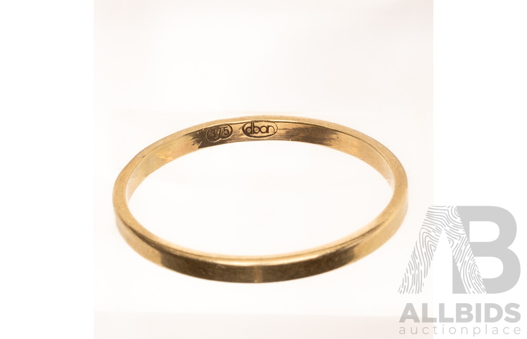 9ct Vintage Fine Yellow Gold Wedding Ring, Size O, 1.01 Grams